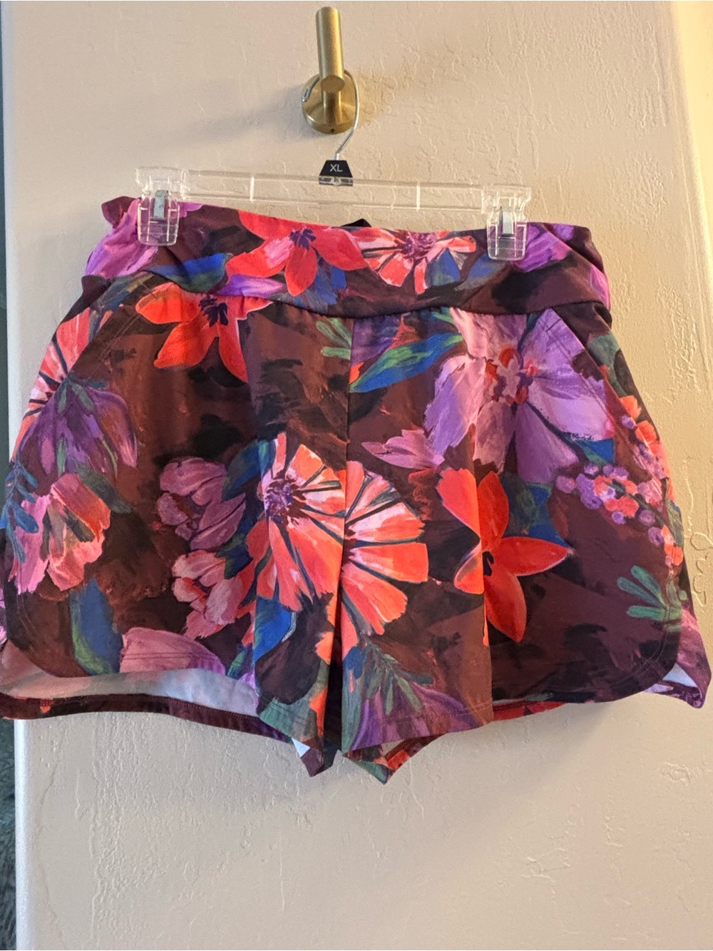 Floral Print Women’s Swim Shorts in Purple & Red